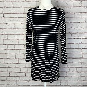Forever 21 Wednesday Addams Striped Long Sleeve Collared Goth Dress
